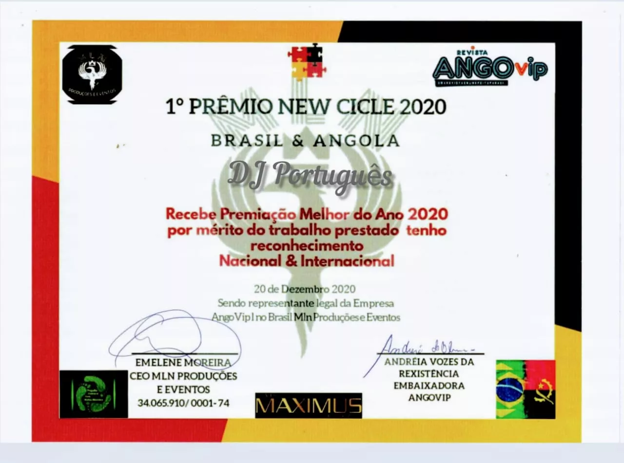 Dj Português recebe o Prêmio New Cicle Melhores do Ano Brasil e Angola