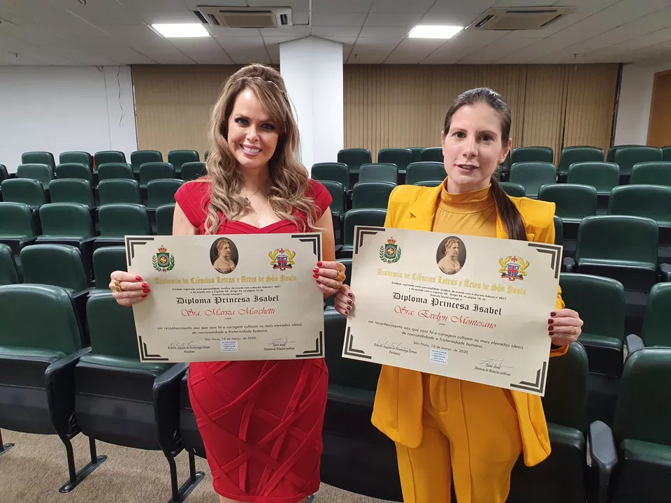 Atrizes Evelyn Montesano e Mariza Marchetti recebem Diploma Princesa Isabel